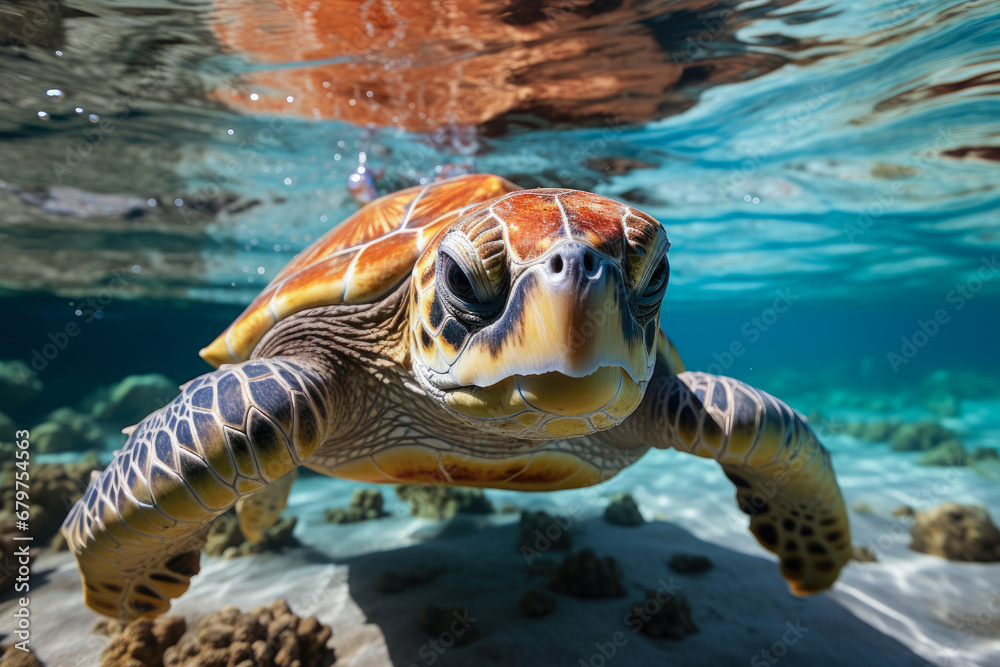 Fototapeta premium Endangered Hawaiian Green Sea Turtle.