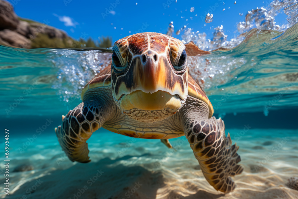 Fototapeta premium Endangered Hawaiian Green Sea Turtle.