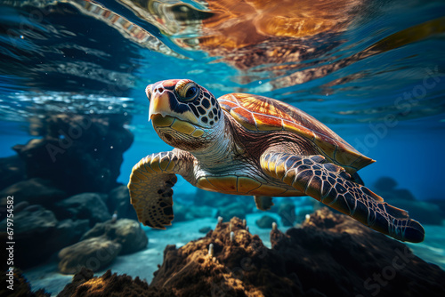Endangered Hawaiian Green Sea Turtle. © charunwit