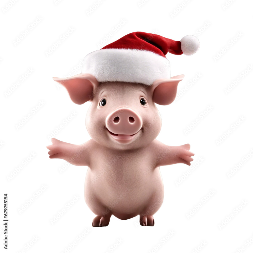 Funny Christmas Pig With Santa Clause Cap Png Clipart Sticker Funny Christmas Pig With Santa Clause Cap Png Clipart Sticker