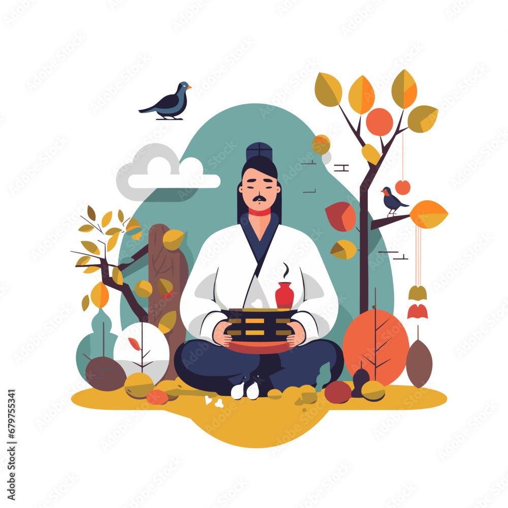 Naklejka premium Korean Thanksgiving Day shopping event Illustration