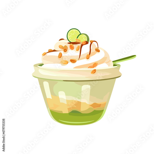CENDOL ICE DRINK SINGAPORE FLAT ILLUSTRATION