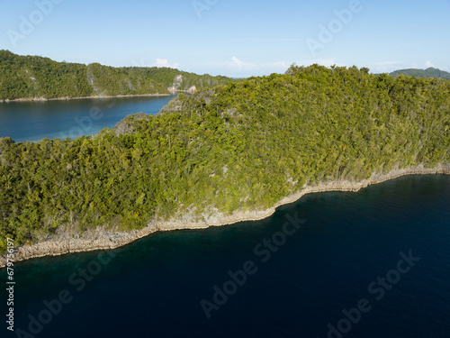 The incredibly scenic islands of Penemu are surrounded by beautiful coral reefs. These islands, found in northern Raja Ampat, support an amazing array of biodiversity. photo