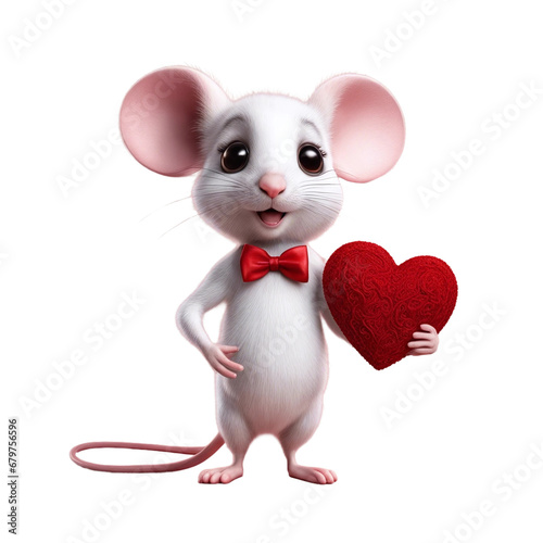 Happy Valentines Day Cute Mouse With Ears Png Clipart Sticker © Mr.Pancho Store