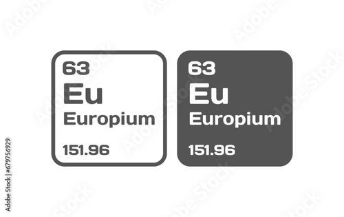 Europium chemical element icon. Flat, gray, Eu Europium chemical element icons, periodic table. Vector icons