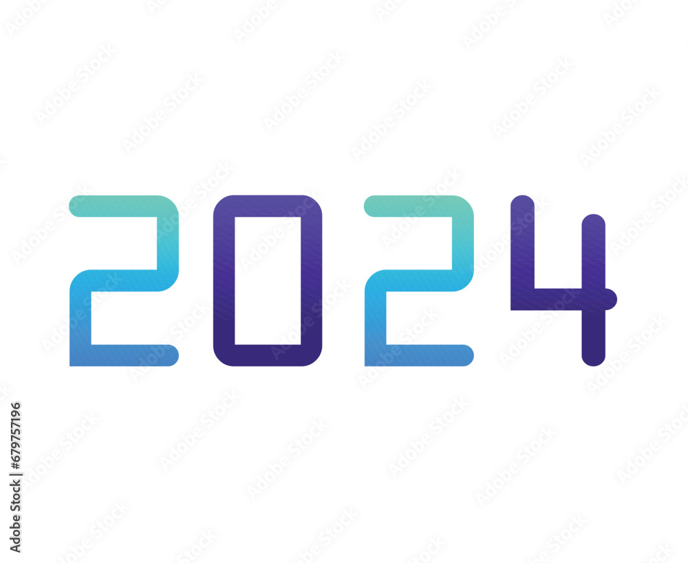 2024 Happy New Year Holiday Graphic Design Purple And Cyan Abstract Vector Logo Symbol Illustration