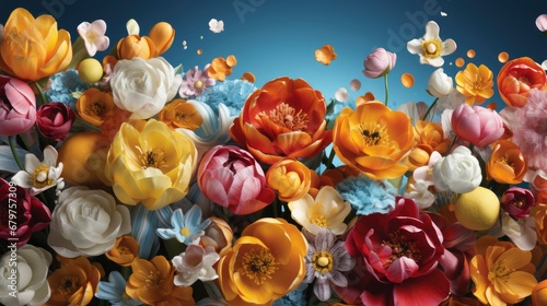 Beautiful Spring Flowers Flying Air Against, HD, Background Wallpaper, Desktop Wallpaper