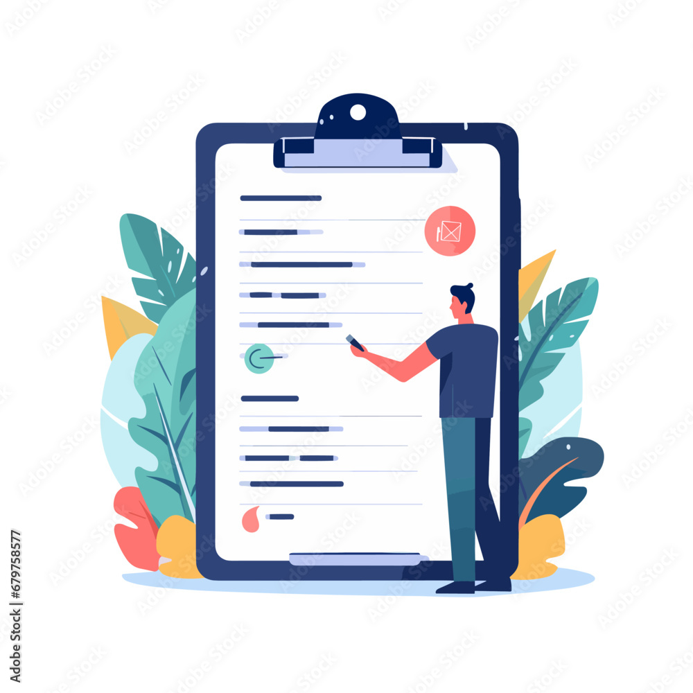 INSPECTION CHECK LIST CLIP BOARD FLAT ILLUSTRATION