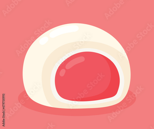 Mochi Daifuku Japanese Dessert Food Cute Cartoon Vector Illustration
