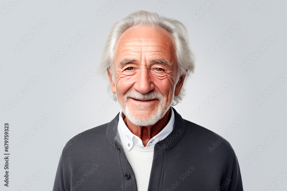 80 old man portrait realistic photo calm smile casual clothes white background 80 old man portrait realistic photo calm smile casual clothes white background