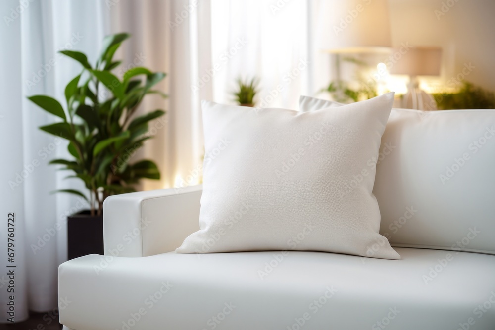 Naklejka premium Minimalist elegance: Unprinted pillow perfection.
