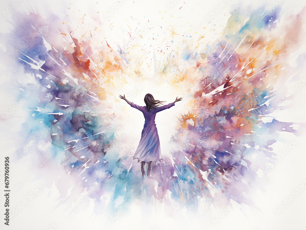 Obraz premium fé em Deus arte aquarela em fundo branco 