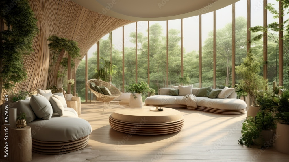 Wellness-focused interior design. modern home interior with biophilic ...