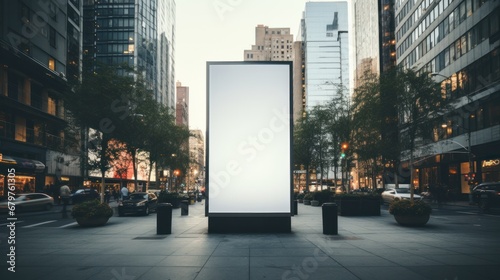 billboard or blank poster, blank white mast banner mockup, front view, outdoor, billboard clear poster for advertising display outside sign template, for Display or montage of product generate by AI photo
