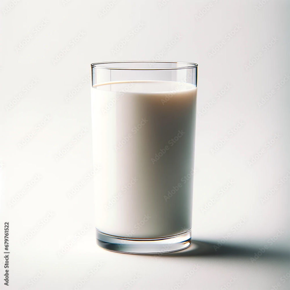 A glass of milk on a white background A glass of milk on a white background
