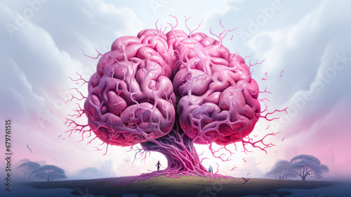 Naklejka Tree of wisdom illustration symbolizing the complexity of the human brain