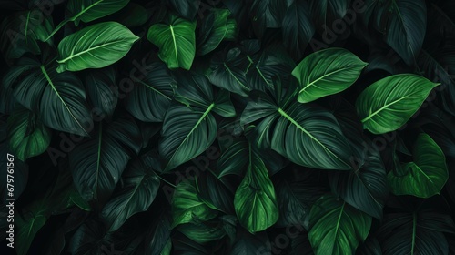  Abstract green leaf texture, nature background, tropical leaf © AL