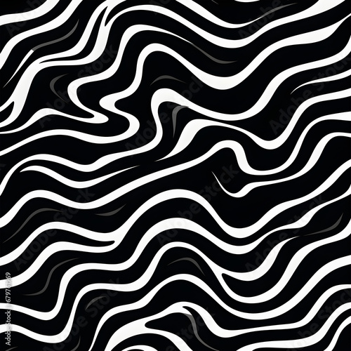 Wavy and swirled brush strokes vector seamless pattern. Bold curved lines and squiggles ornament. Seamless horizontal banner with doodle bold lines. Black and white wallpaper.