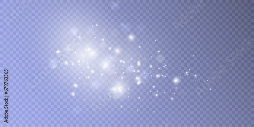 Light effect with many shiny glares of light on a transparent background for Christmas New Year design.	

