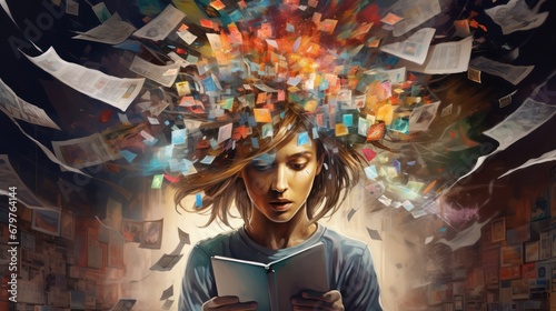 A mind full of imagination as a result of reading books photo