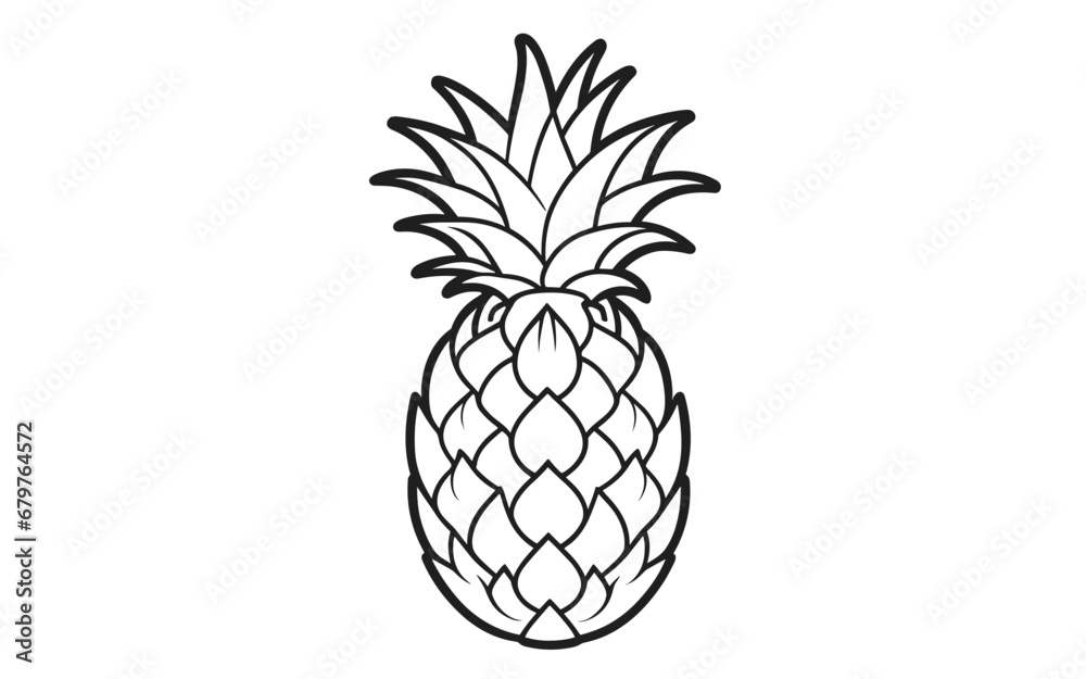 colouring sheet for kids with a pineapple vector illustration colouring sheet for kids with a pineapple vector illustration