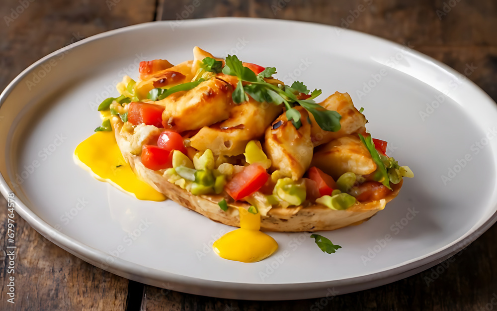 Capture the essence of Saltfish & Ackee in a mouthwatering food photography shot Generative AI Capture the essence of Saltfish & Ackee in a mouthwatering food photography shot Generative AI