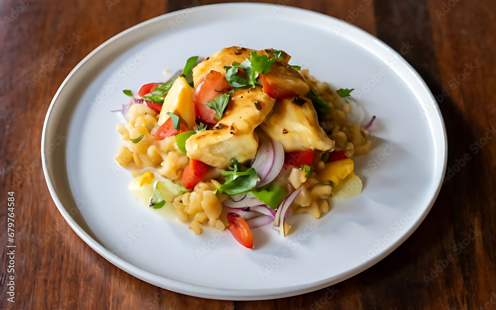Capture the essence of Saltfish & Ackee in a mouthwatering food photography shot Generative AI Capture the essence of Saltfish & Ackee in a mouthwatering food photography shot Generative AI