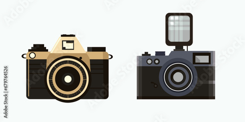 Retro camera isolated on white background