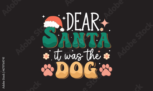 Retro Christmas Dog Bandana SVG Design, I believe in Santa paws, Merry Christmas 2023