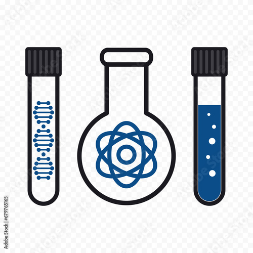 Vector illustration of DNA scientific test graphic. Tube experiment concept.