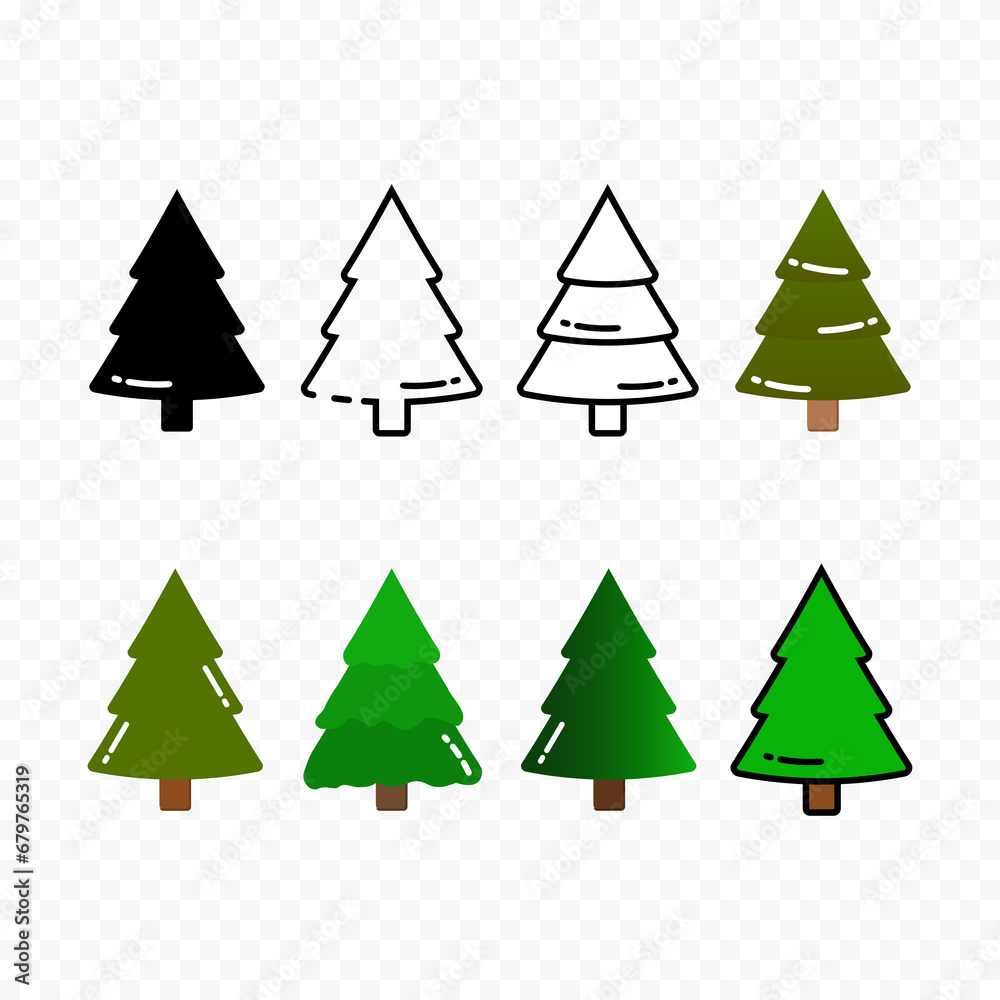 Collection of Christmas trees, winter background. Vector illustration design.