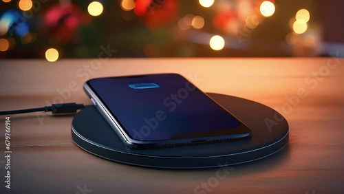 Closeup of a wireless charging pad, a convenient gadget for nontechies who often forget to charge their devices or dislike dealing with tangled cords.