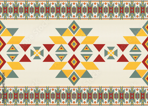 American ethnic native pattern.Traditional Navajo,Aztec,Apache,Southwest and Mexican style fabric pattern.Abstract vector motifs pattern.Design for fabric,clothing,blanket,carpet,woven,wrap,decoration