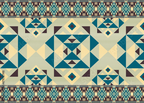 American ethnic native pattern.Traditional Navajo,Aztec,Apache,Southwest and Mexican style fabric pattern.Abstract vector motifs pattern.Design for fabric,clothing,blanket,carpet,woven,wrap,decoration