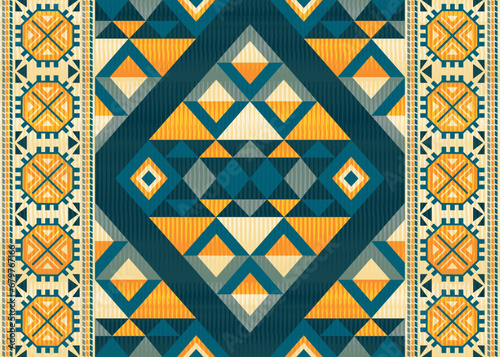 American ethnic native pattern.Traditional Navajo,Aztec,Apache,Southwest and Mexican style fabric pattern.Abstract vector motifs pattern.Design for fabric,clothing,blanket,carpet,woven,wrap,decoration