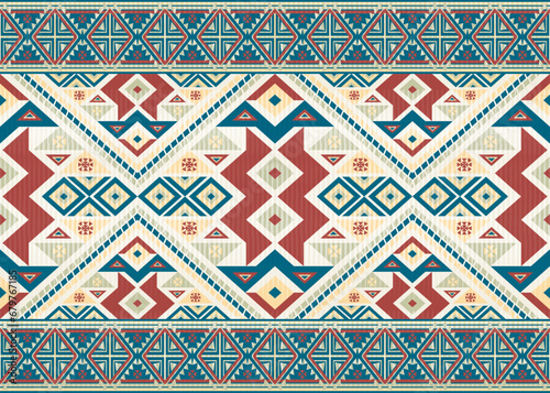 American ethnic native pattern.Traditional Navajo,Aztec,Apache,Southwest and Mexican style fabric pattern.Abstract vector motifs pattern.Design for fabric,clothing,blanket,carpet,woven,wrap,decoration