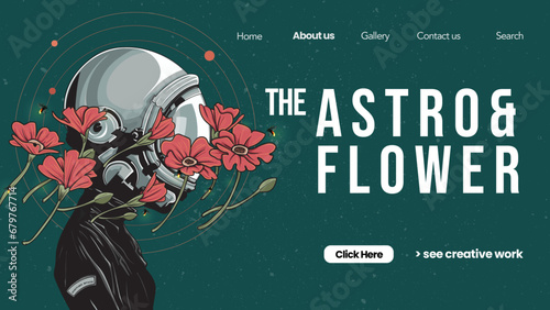 Landing page Astronaut and flower