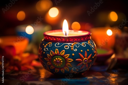 happy diwali day photo of indian candle © Pekr