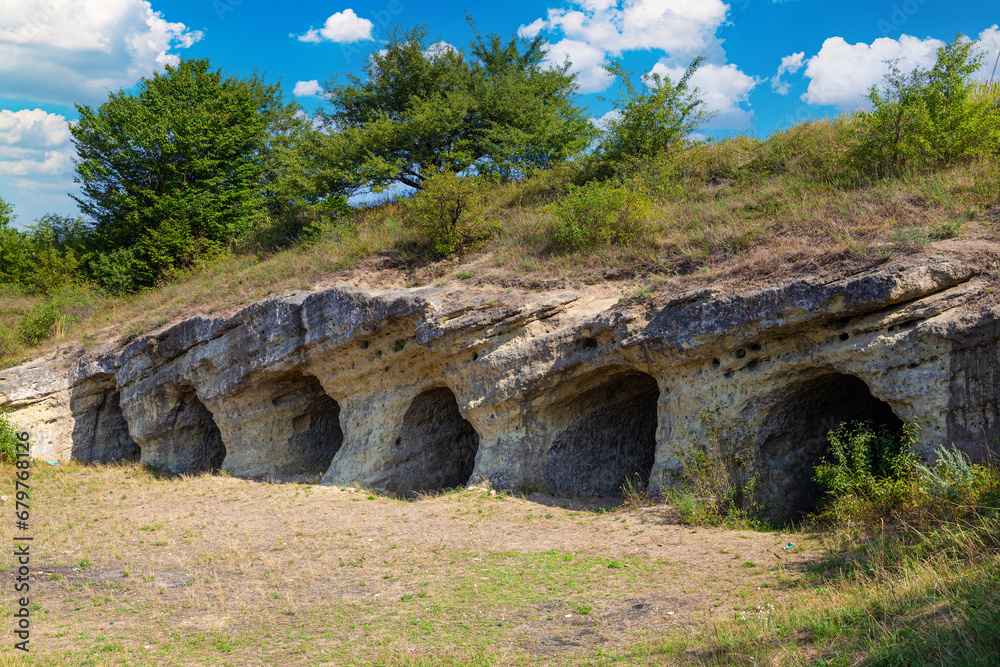 Ancient caves of the White Croats near Lviv. Ukraine. Cultural historical place