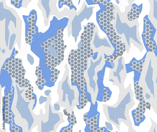 Full seamless camouflage texture pattern vector for military textile. Usable for Jacket Pants Shirt and Shorts. Army camo winter design for skin fabric print.