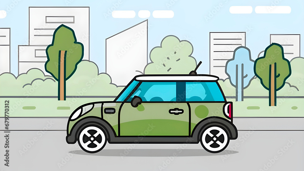 car in the city illustration