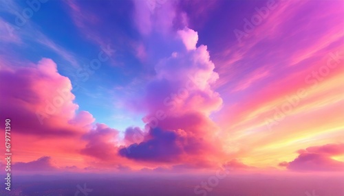 Abstract fantasy background of colorful sky with neon clouds. Generative AI. © Red Lemon