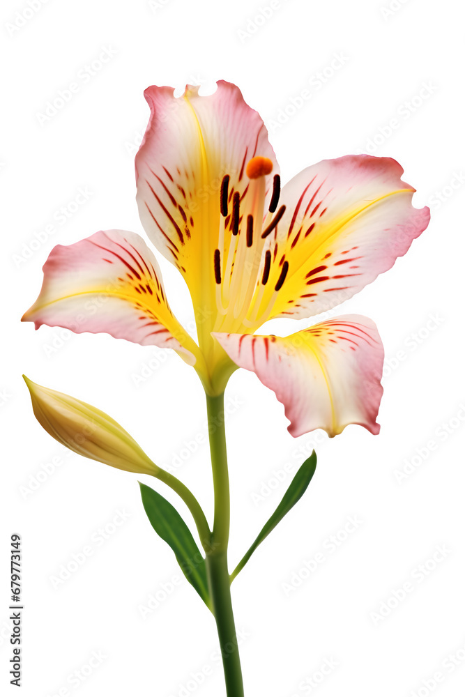 Pink Peruvian Lily or Madonna Lily on a transparent background