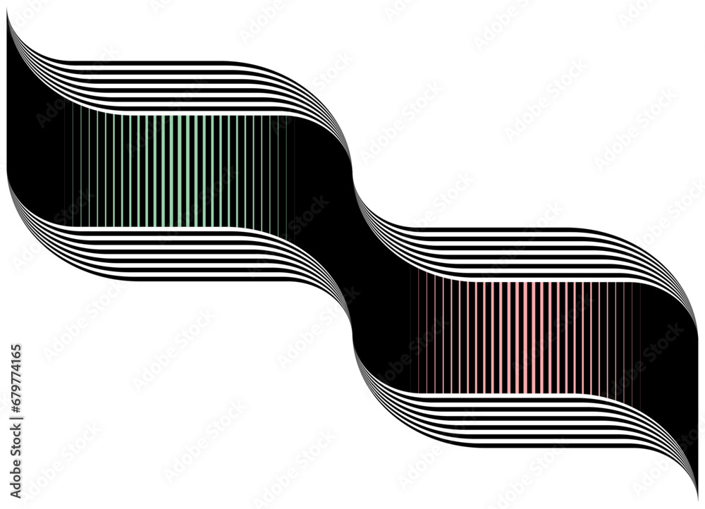 Vector ribbon. Striped design element on a white background. Vector background in retro style.