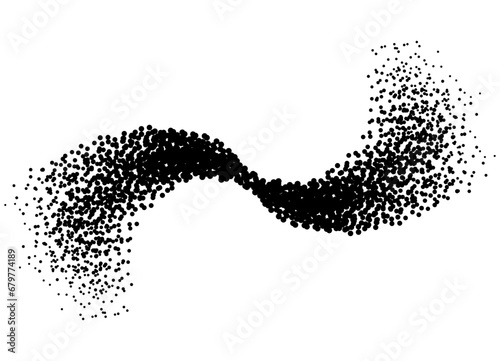 Vector pattern of black scattered grains on a white background in the form of the Milky Way.  Vector background in retro style.