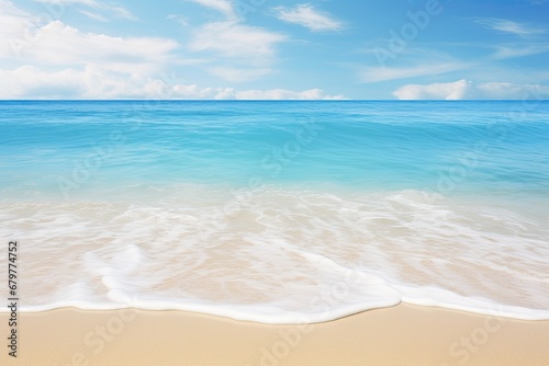beautiful beach and tropical sea  nature background with space for text  Soft wave of blue ocean on sandy beach. Background  AI Generated