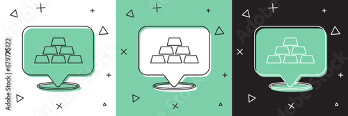 Set Gold bars icon isolated on white and green, black background. Banking business concept. Vector