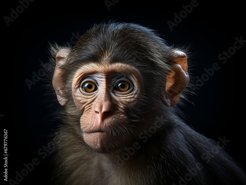 monkey portrait on black background