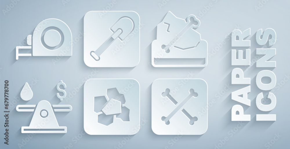 Set Gold nugget, Archeology, Oil money, Shovel and Roulette construction icon. Vector Set Gold nugget, Archeology, Oil money, Shovel and Roulette construction icon. Vector