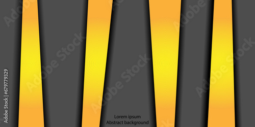 Abstract gradient yellow-orange stripes on a gray background with imitation shadow. Elegant pattern. Suit for cover, wallpaper, desktop, header, banner, presentation, website. Vector illustration